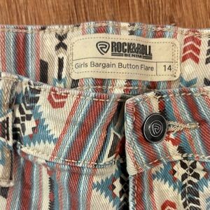 Rock & Roll Girls' Burgundy & Teal Button Flare Bottoms size 14 EUC Adjustable